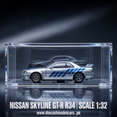 NISSAN GTR R34 SKYLINE with FRAME 1:32 diecastmodelcars.pk