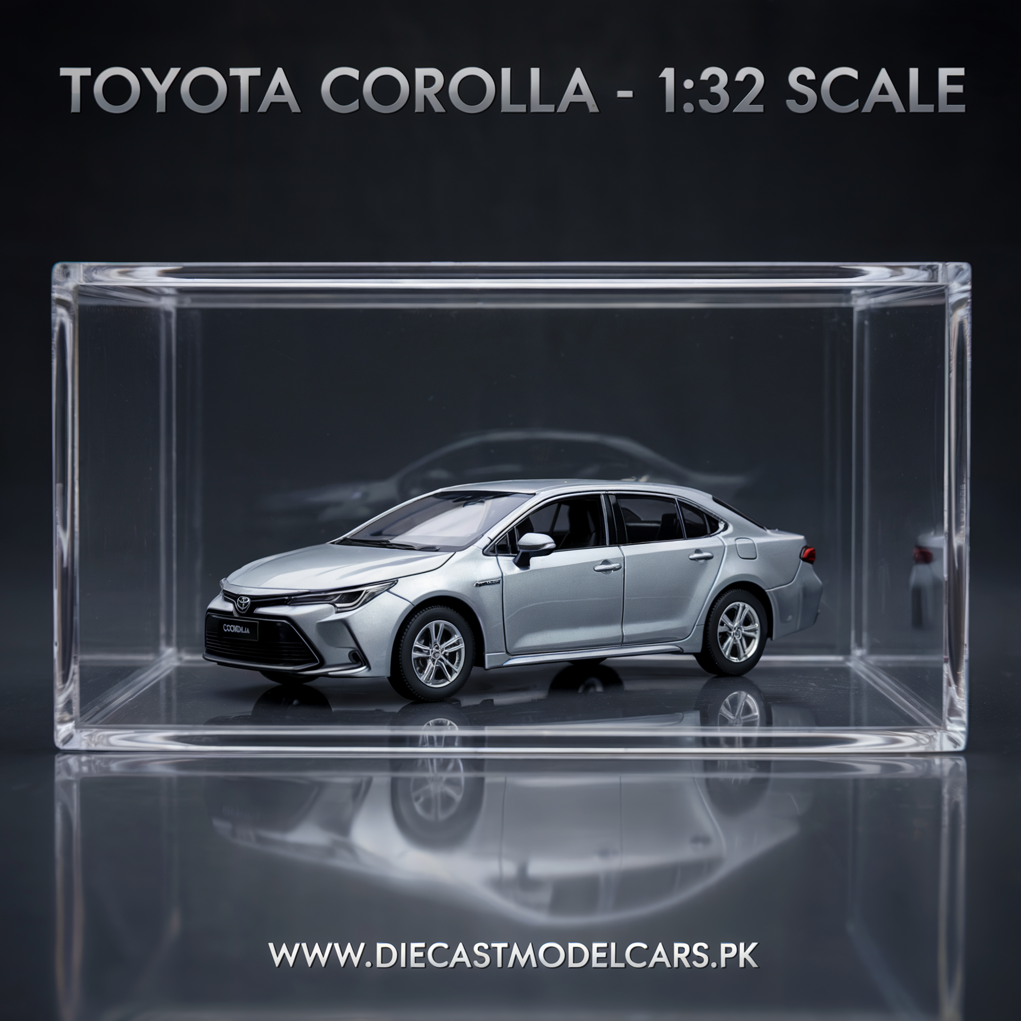 Toyota Corolla Diecast Model with Acrylic Frame 1:32 diecastmodelcars.pk