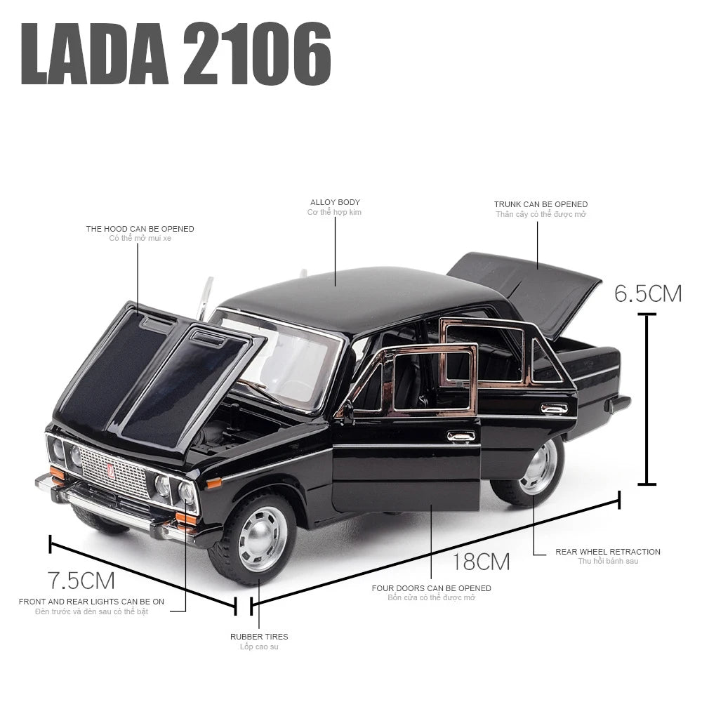 1/24 LADA 2106  Classic Diecast Model Car – Vintage Soviet Legend