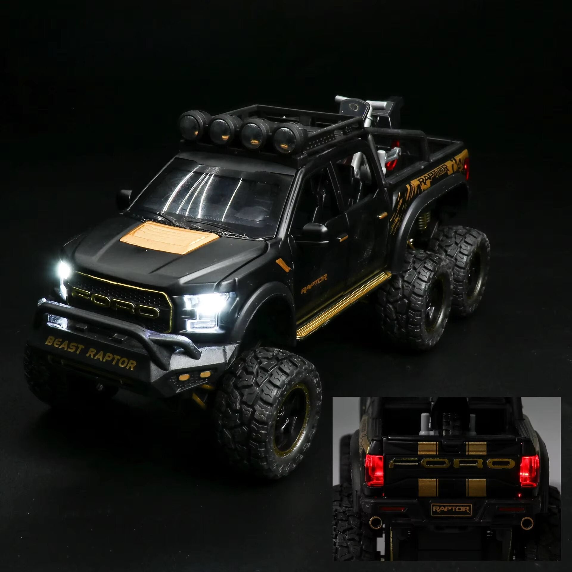 Diecast Model Ford Raptor F150 6x6 Without Bike 1/24